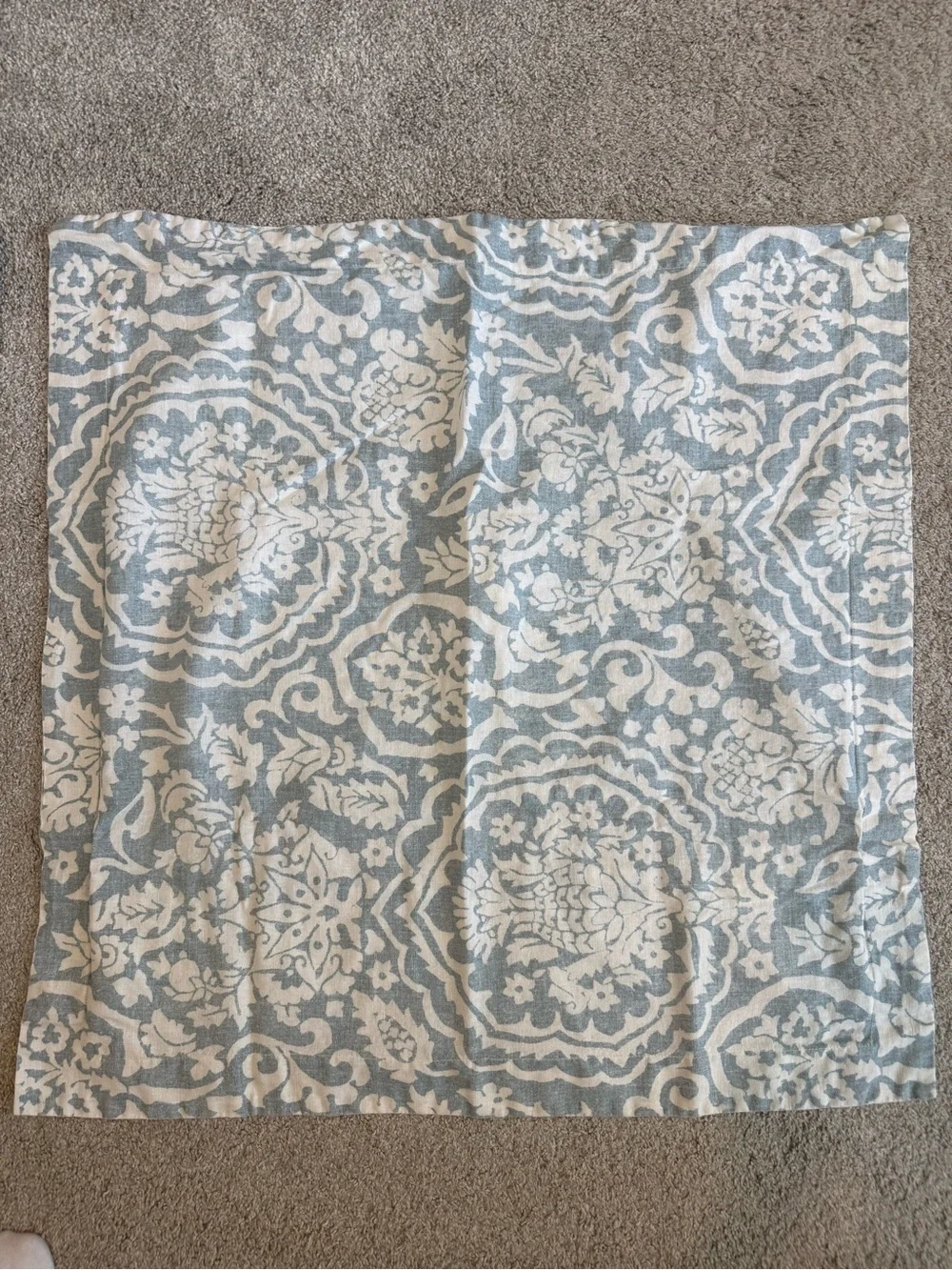 Pottery Barn Damask Floral Pineapple Blue and White European Shams - Set of 2